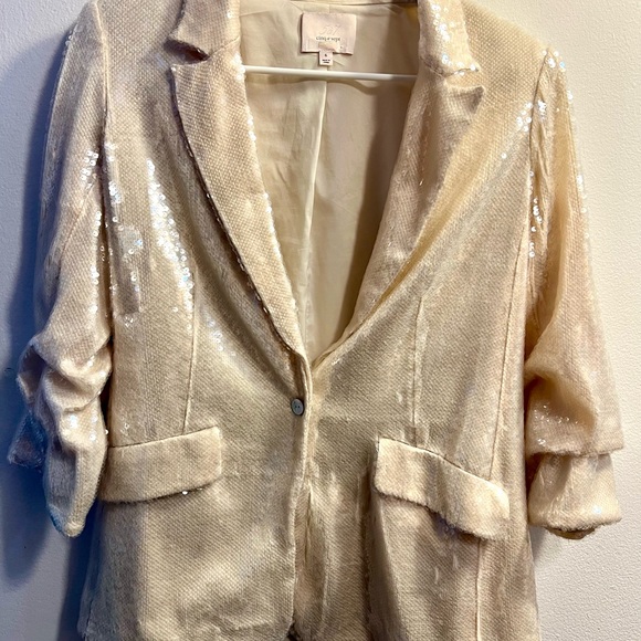 Cinq a Sept Cream Sequin Blazer - Picture 1 of 2